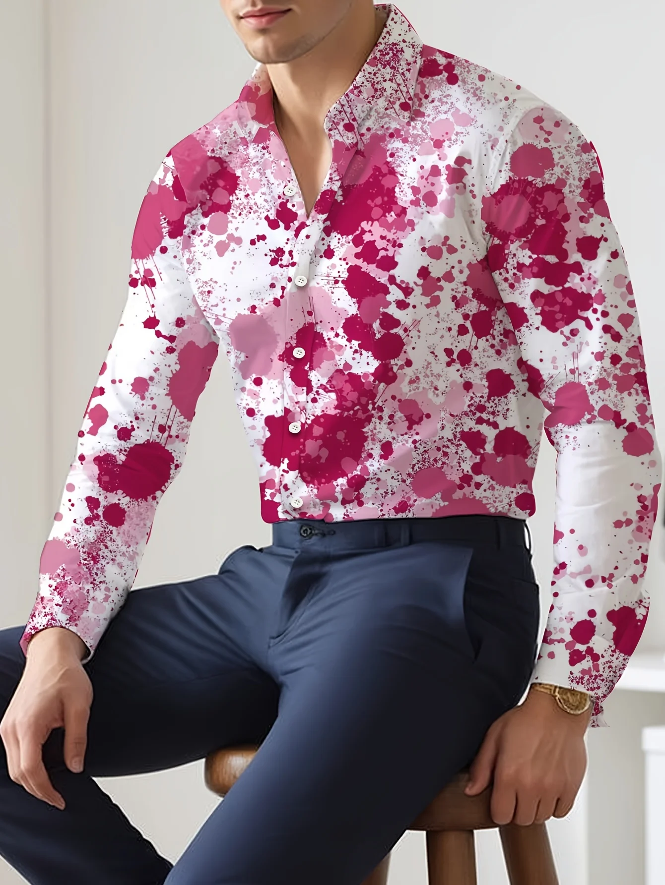  Men's Shirt Spring and Autumn New Long Sleeve Shirt with Lapel Fashion Design Elements, Hawaiian Shirt Print Number 3D,