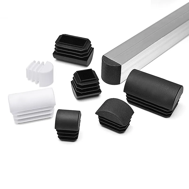 Square Tube Half round End Caps 16-60mm PP Plastic Oblong Pipe Plugs Arc Cover Decorative Protection Caps for Furniture DIY