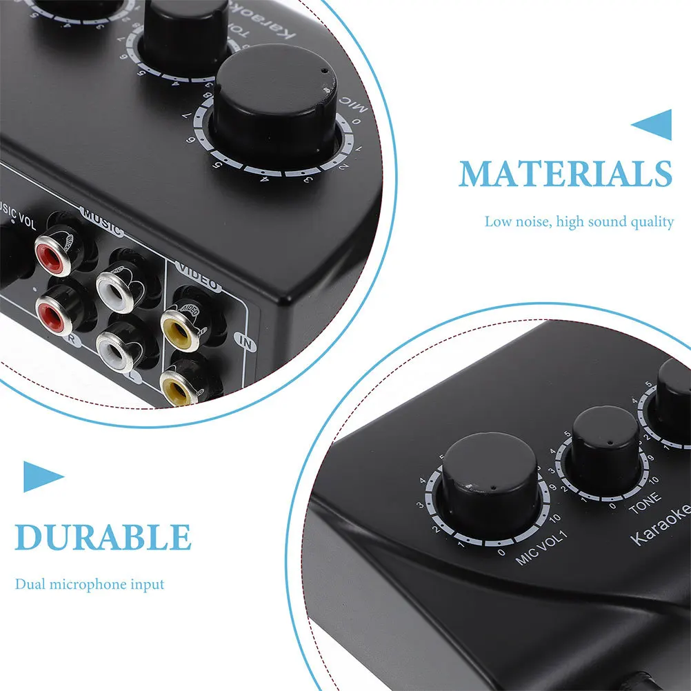1 مجموعة منخفضة الضوضاء للغاية كاريوكي جهاز مزج الصوت المزدوج هيئة التصنيع العسكري المدخلات التحكم للمنزل مرحلة الحفلات Ktv استخدام الاتحاد الأوروبي التوصيل Abs النحاس