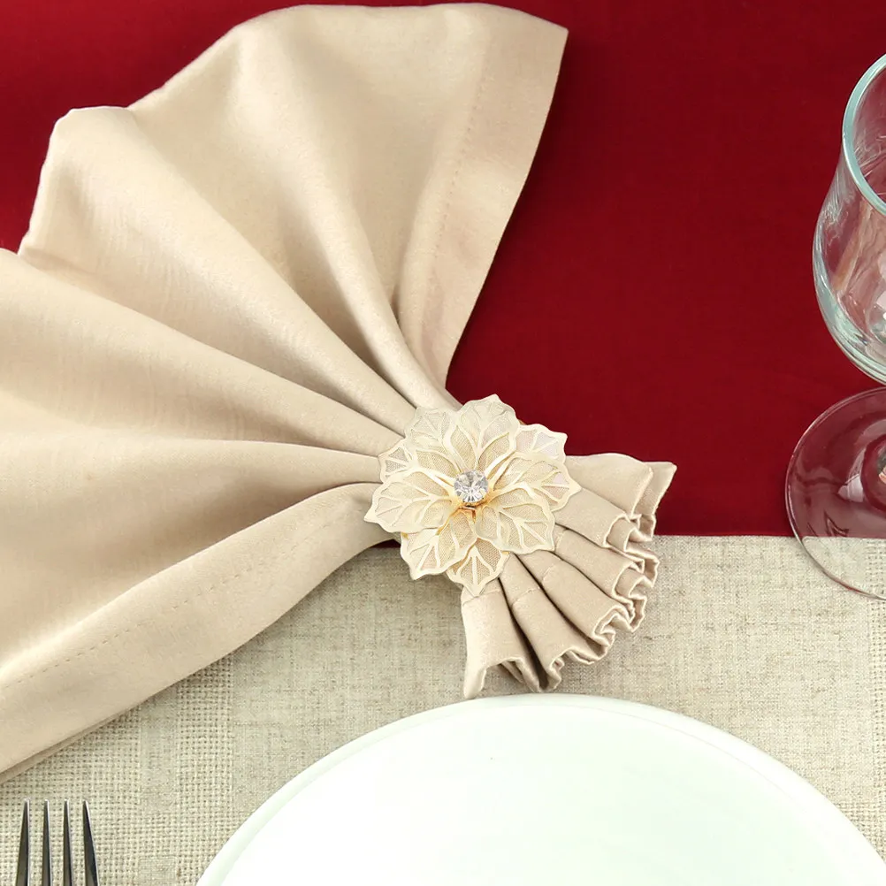 4Pcs Floral Napkin Rings Sturdy Metal Napkin Holder Buckles Valentine Party Birthday Wedding Table Decoration Valentine Ornament