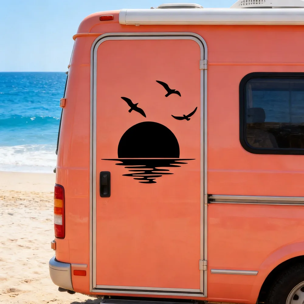 Car Sea Sunrise Styling Decor Stickers for SUV Camper RV Van Motorhome Caravan Vinyl Decal Decoration Accessories Car Sticker