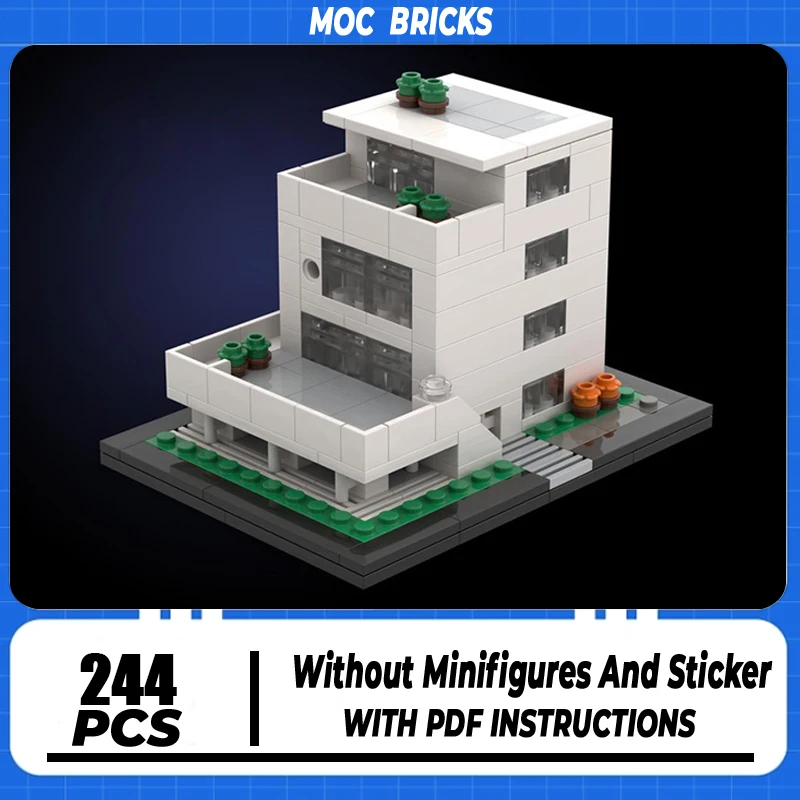 City Street View Moc Building Blocks Villa Room Technical Bricks Self-Built Houses DIY Assembly Construction Toy Holiday Gifts