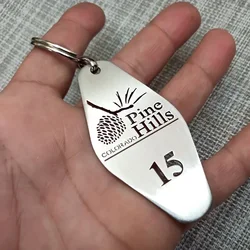 Custom Hotel Metal Keychain Personalized Logo Digital Hollow Stainless Steel Keyring Jewelry 2025 New Wholesale Dropshipping