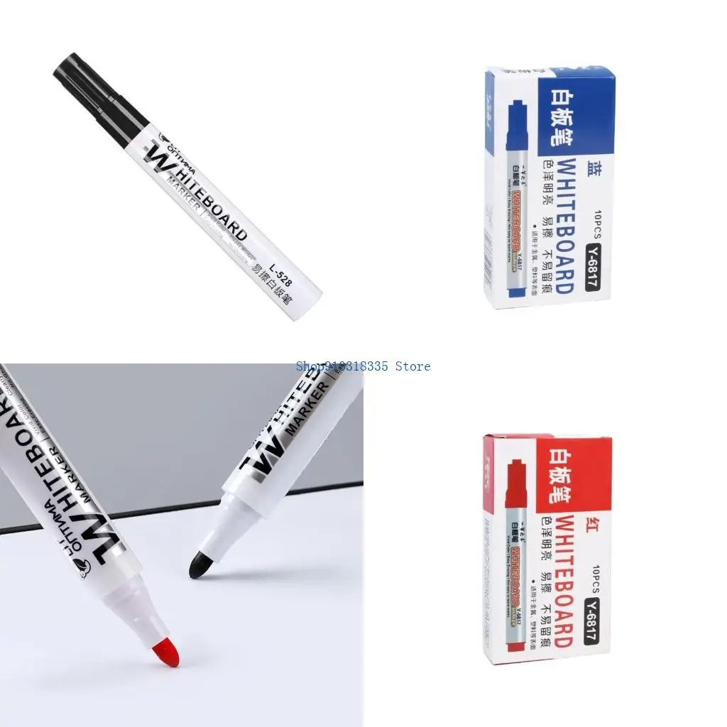 

Pack Of 10 Erasable Whiteboard Marker Pen 2.0mm Line Width Black Redness Or Blue