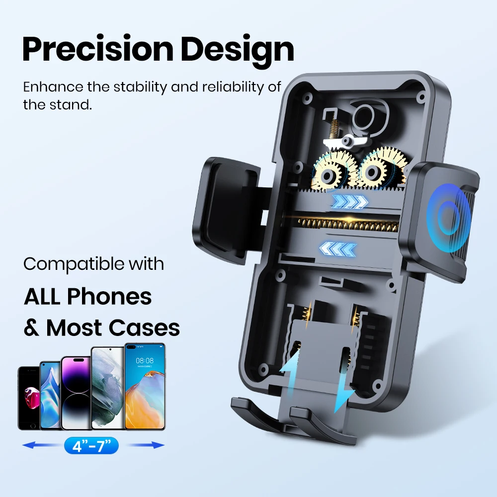 TOPK Strong Suction Car Phone Mount - 360° Rotatable Universal Holder for Dashboard, Windshield, Compatible with iPhone & Androi