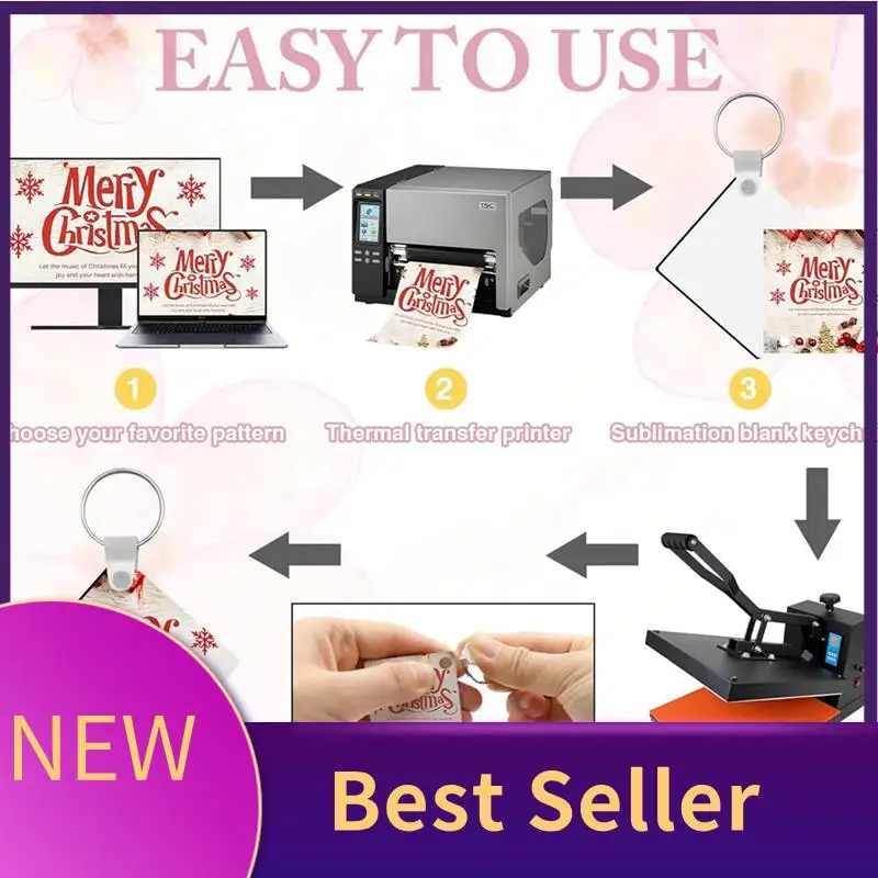 

180 Pieces Sublimation Keychain Blanks Bulk, Double Side Heat Transfer Sublimation Ornament Blanks Blanks, (Square) Easy Install
