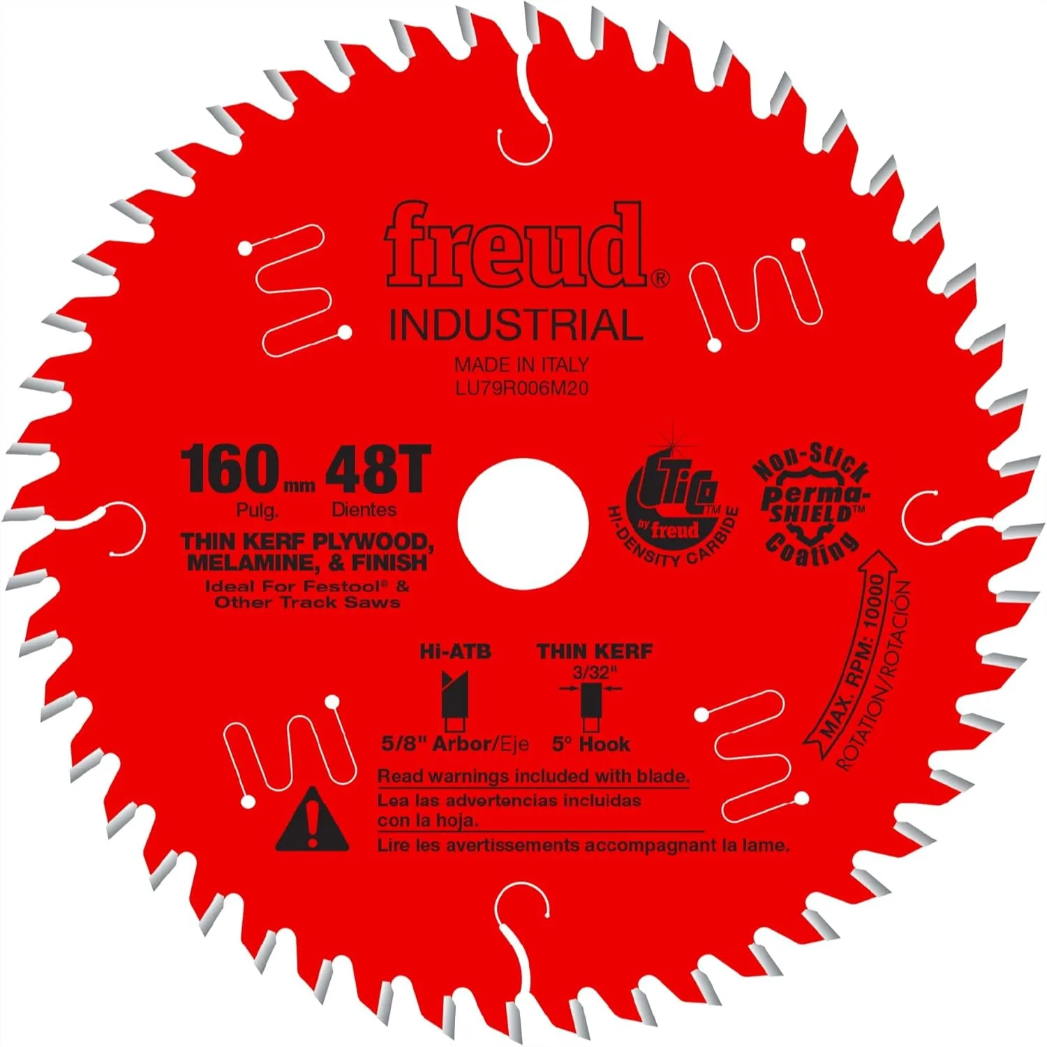 

160mm Thin Kerf Plywood & Melamine Blade, 20mm Arbor, 48 Teeth HiATB for Splinter-Free Cuts