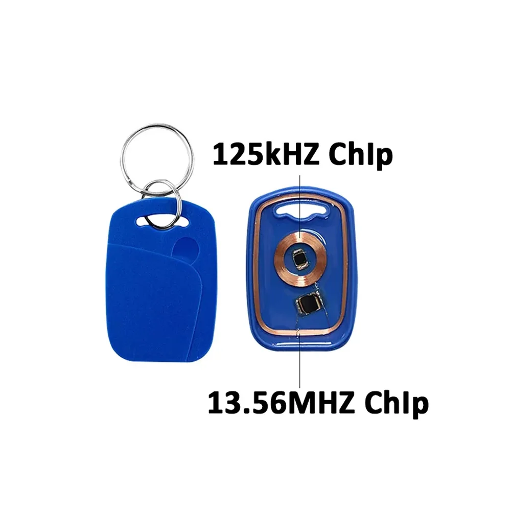 IC + ID UID kartu kunci komposit dapat ditulis ulang Keyfob frekuensi Chip ganda RFID 125KHZ T5577 EM4305 + 13.56MHZ dapat diubah dapat ditulis