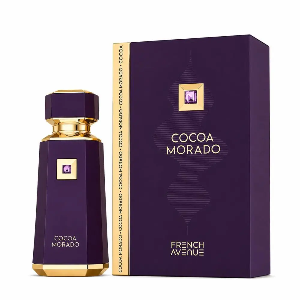 French Avenue Liquid Brun & Cocoa Morado Eau de Parfum 2 Pack Set 100ml Each, Unisex Warm Gourmand Woody Fragrance Spray, Matte Faceted Gold Gem Decor Perfume Bottles with Luxury Embossed Gift Boxes for Men Women Anniversary Gift - view 3