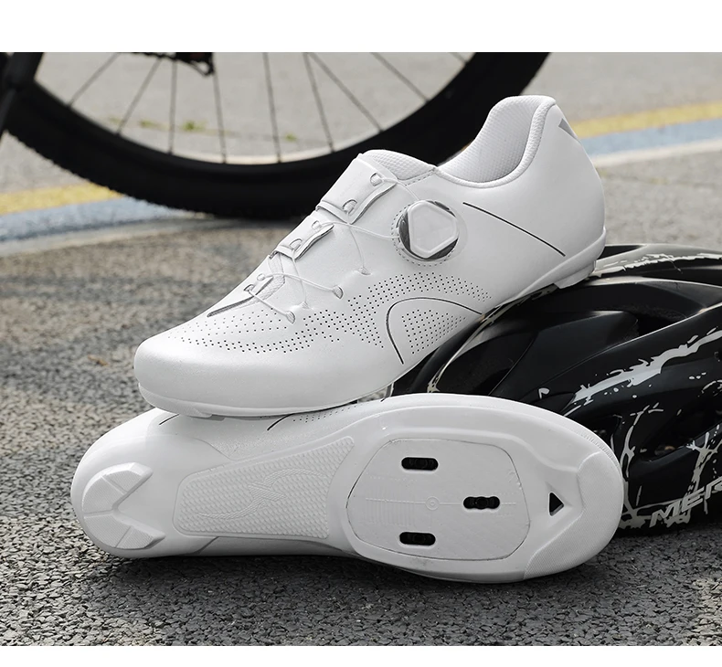 Speed Cycling Sneaker Herren Rennrad-Schuhe Cleat-Schuhe SPD-Schuhe Fahrrad-Flachpedalschuhe Herren Fahrrad Outdoor-Schuhe Weiß – Detail 19