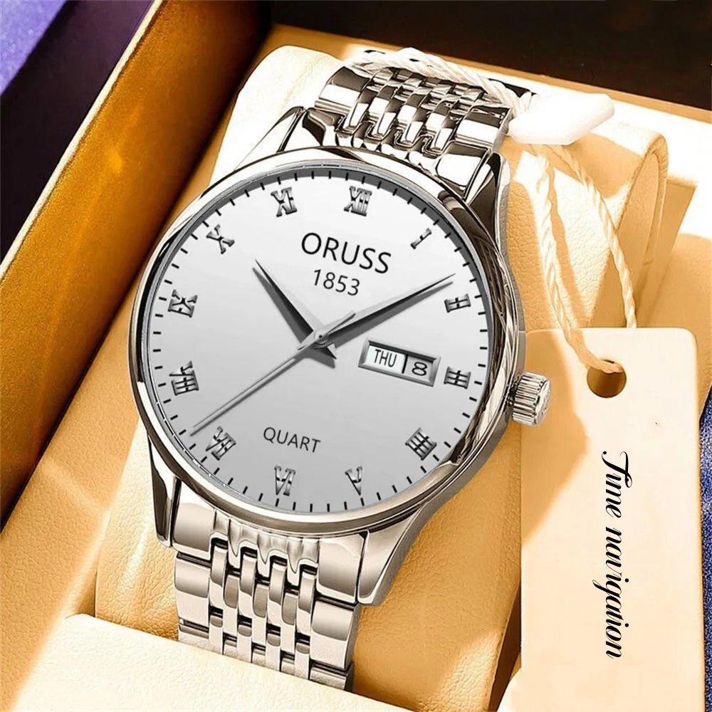 Men's watch atmospheric class gentleman business all durable handsome double calendar simple men's watch