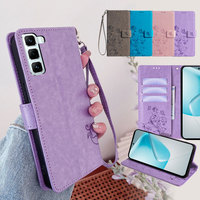 Lanyard Embossed Solid Color Leather Phone Case for Infinix Hot 50 Pro Plus 4G infinix hot 30 40 pro Hot 50i 40i Wallet Cover