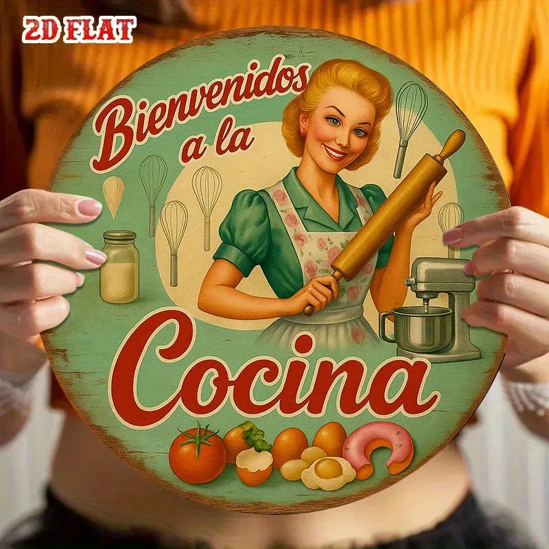 [2D Flat] A 1pc, 8X8 Inch 2D Flat Round Aluminum Sign Related to Decoration, Suitable for Coffee Shop Decor, Bar Decor, Gourmet
