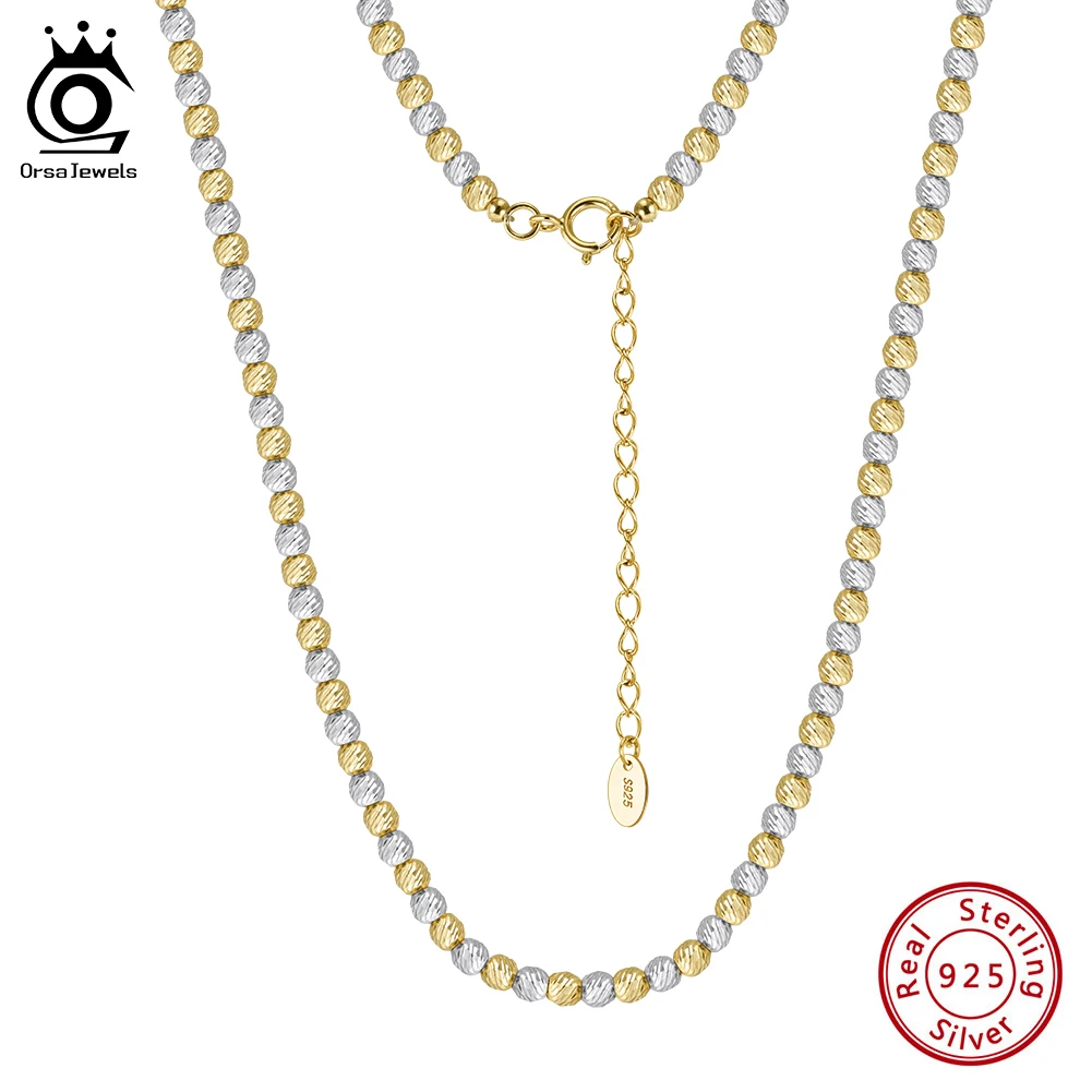 

ORSA JEWELS винтажное трендовое ожерелье из стерлингового серебра 925 пробы с бисером для женщин, персонализированные праздничные аксессуары в этническом стиле, подарок GAN10