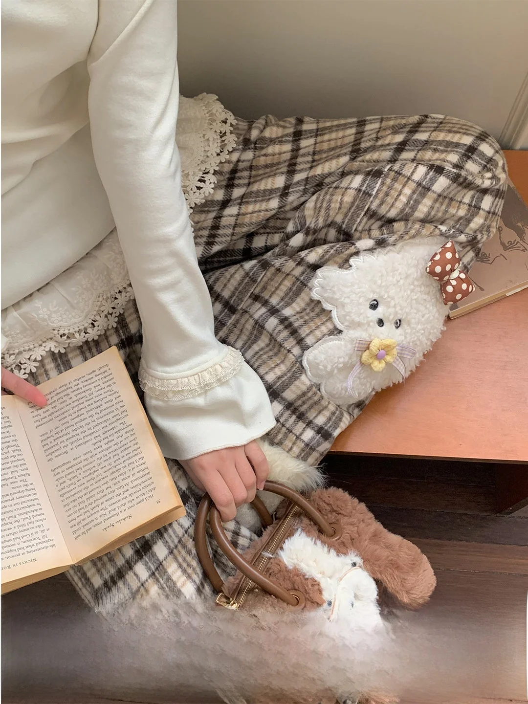 

Брюки женские Sinsingirl из шерсти в клетку, с высокой талией, прямые, свободного кроя, повседневные, для зимы, комфортные...