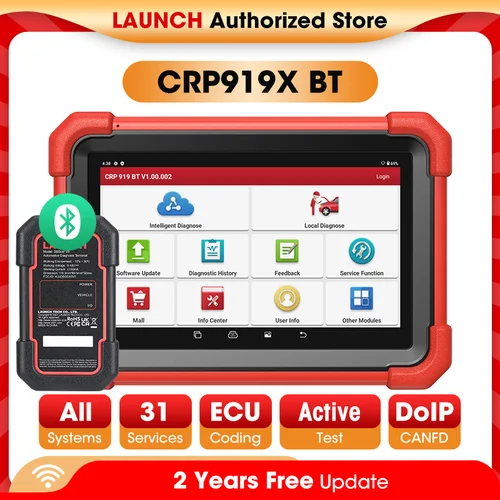 새로운 LAUNCH X431 CRP919X BT OBD2 스캐너, 자동차 진단 도구, CANFD DOIP ECU 코딩 OBDII 전문 스캔, 무료 배송