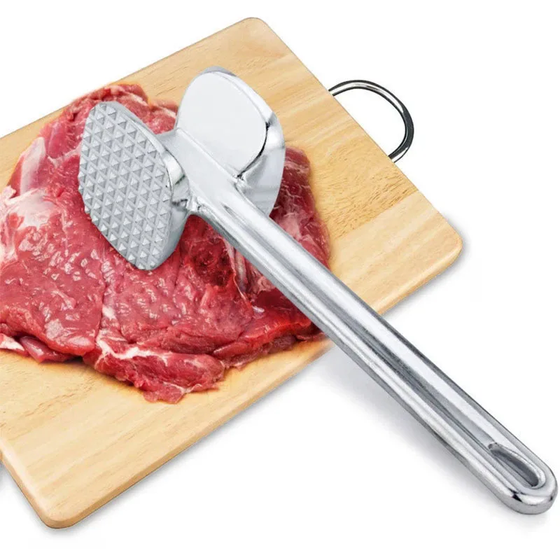 Stainless Steak Hammer Mallet Double-Sided Zinc Alloy Meat Tenderizer Hammer Pork Chop Steak Meat Mallet Portable Kitchen Tools