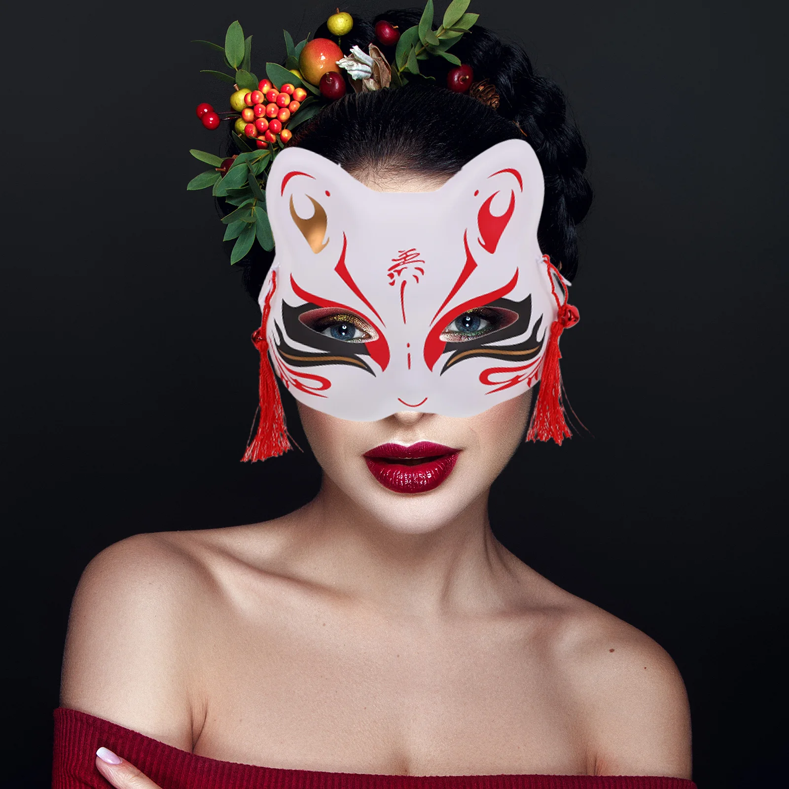 قطعتان من أقنعة نصف ثعلب خفيفة الوزن من البلاستيك الحديدي لحفلات الهالوين التنكرية وإكسسوارات حفلات الكرنفال