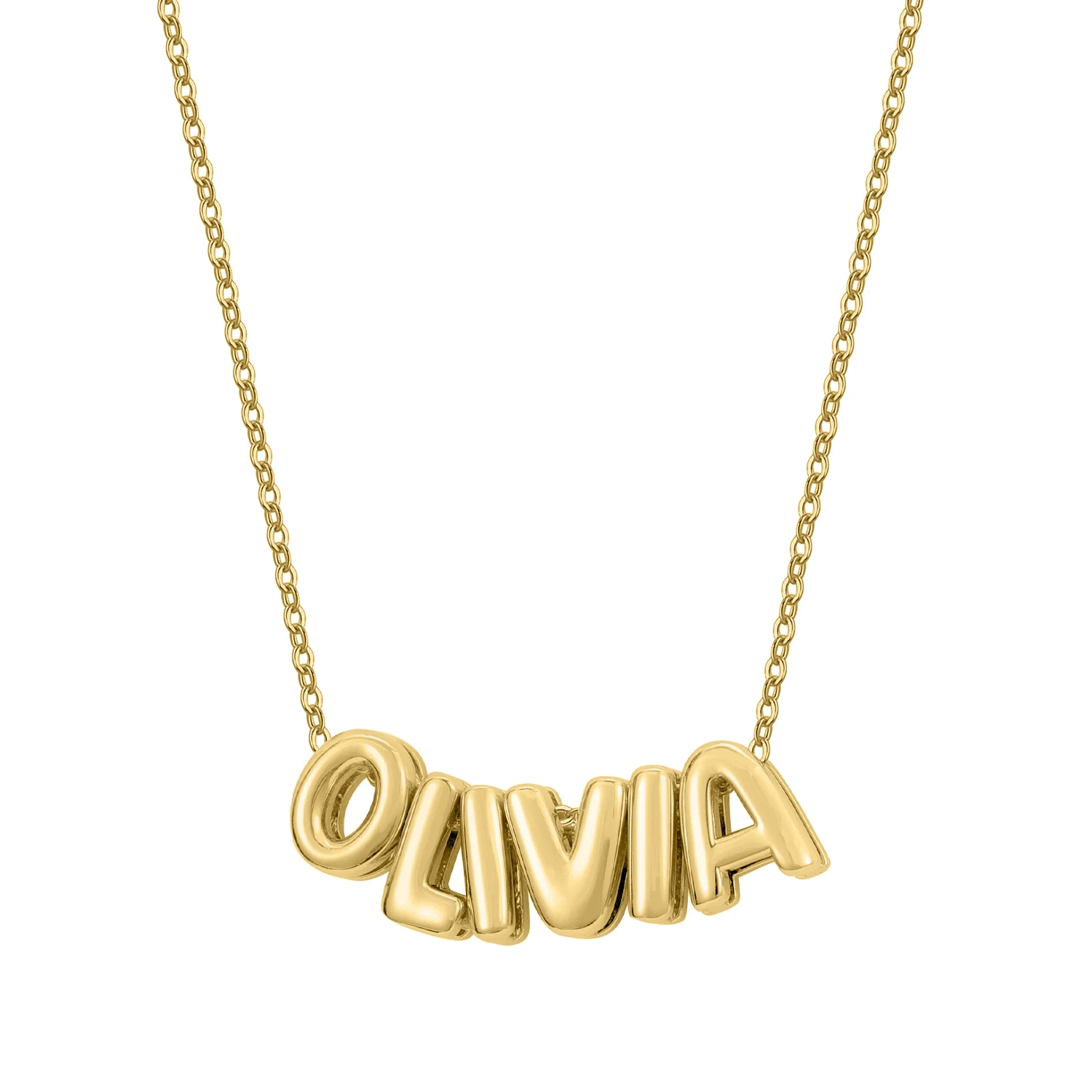 MYDIY Personalized Puff Name Pendant Cable Chain 18k Gold Plated 3D Bubble Custom Initial Necklace Gift For Women Christmas Gift