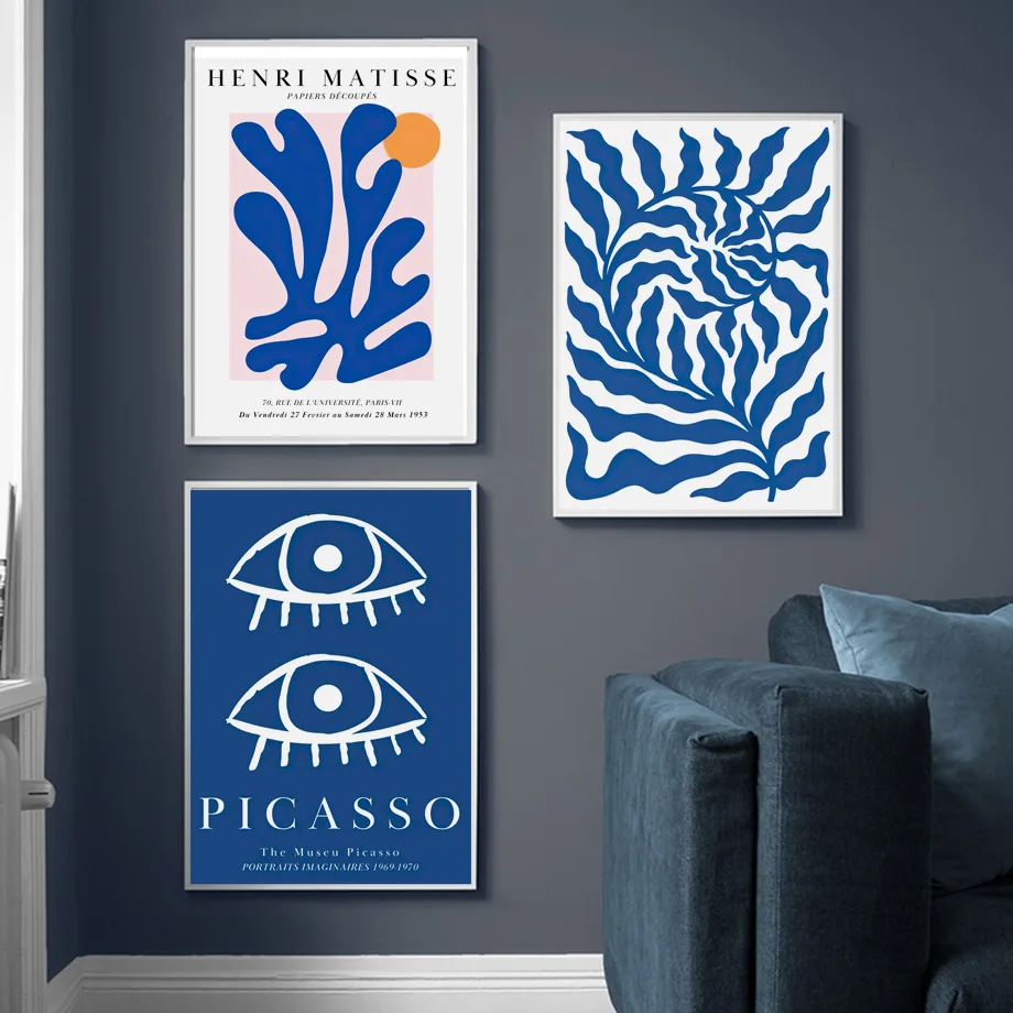 Navy Blue Henri Matisse Naked Plant Picasso Abstract Line Posters Prints Wall Art Canvas Painting Modern Living Room Home Decor