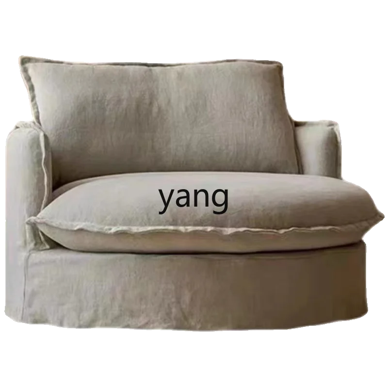 

Yjq Retro Modern Minimalist Chic Style Cotton Linen Full Removable Washable round Single Living Room Bedroom Sofa