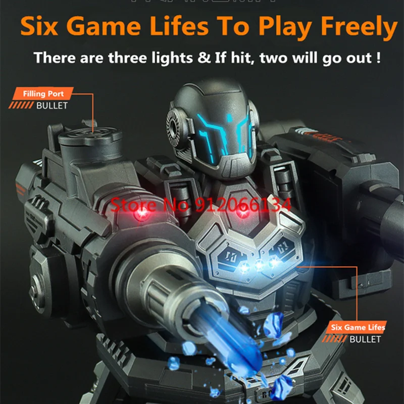 4WD Multiplayer Combat 6 Life RC Robot 3D Rotation Fire Bullet Auto Demo Lighting Sound Effects Remote Control Stunt Robot Toy