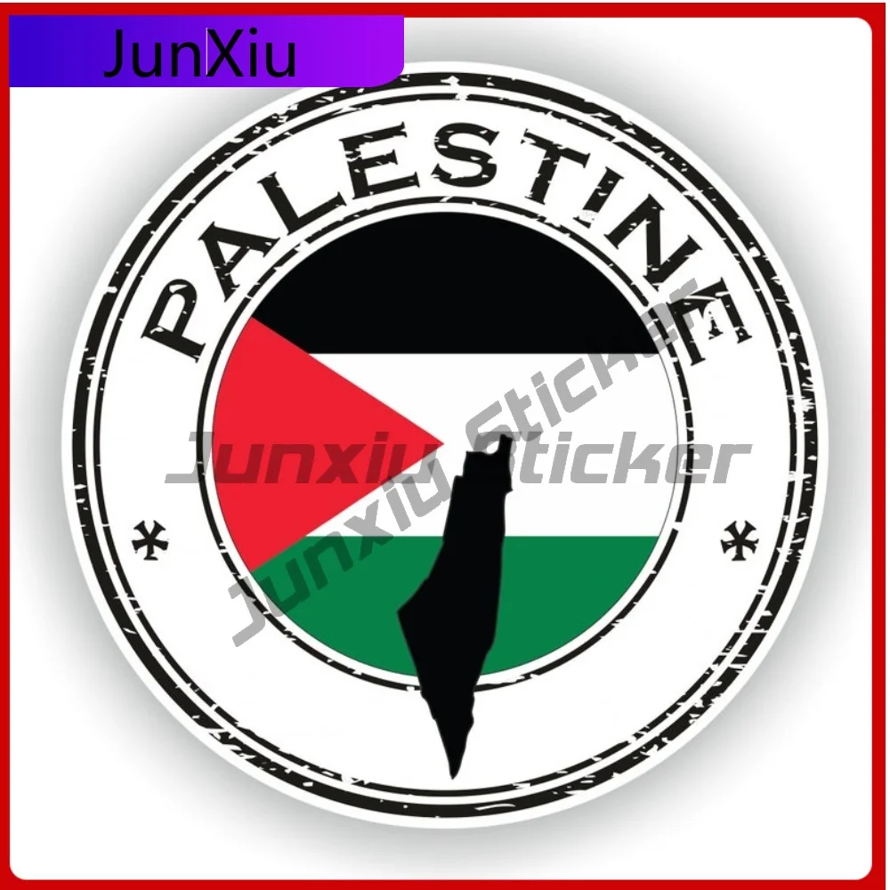 

Palestine Seal Sticker Round Flag Unique Vinyl Decal Waterproof Exterior Decor for Car Body SUV Motocross Windshield Guitar