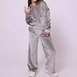 Autumn/winter Girls' Sports Hat Velour Suit Casual Sweatshirt Two Piece Set Track Suit for Women