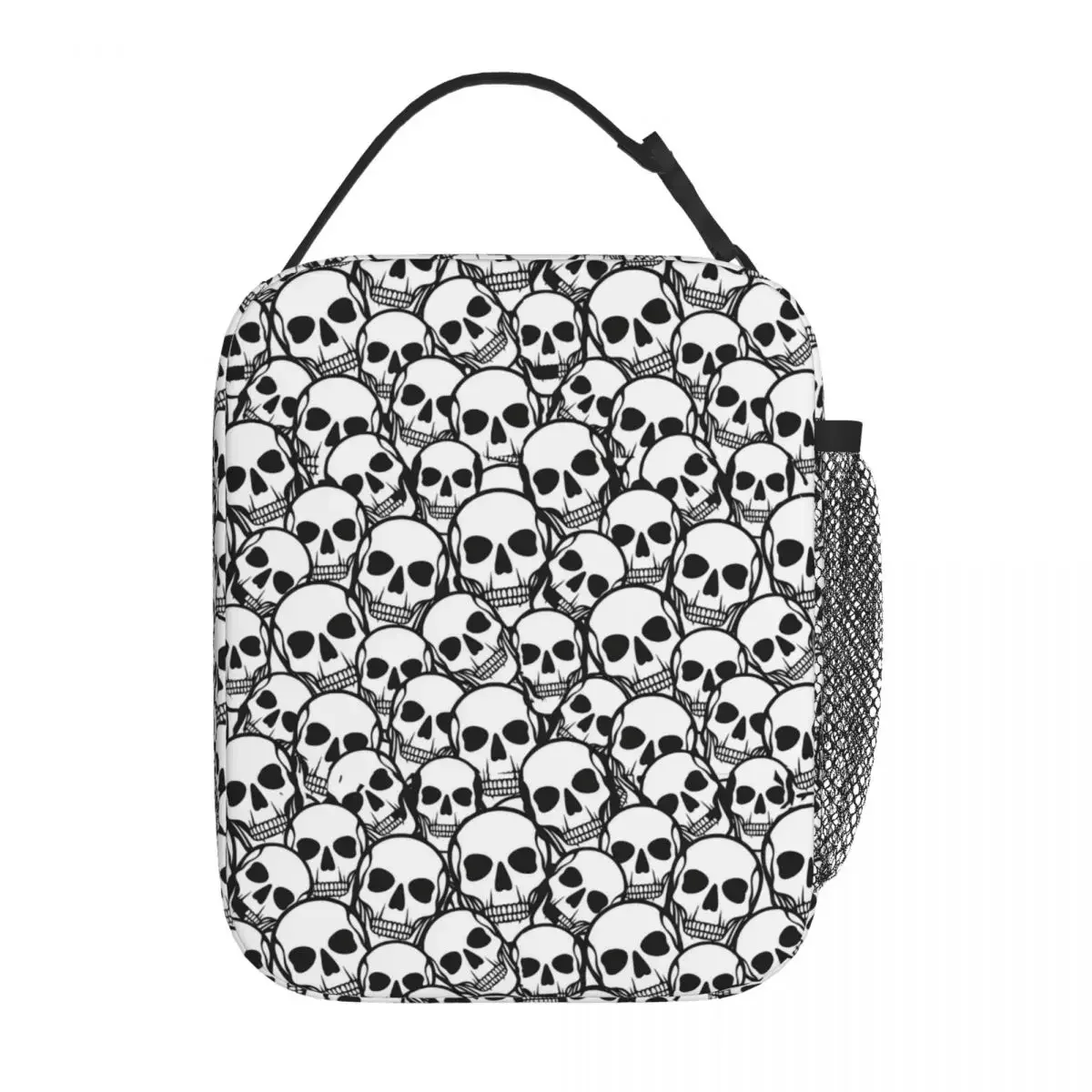 Skeleton Lunch Bag Skulls Print Picnic Lunch Box For Child Retro Print Thermal Tote Handbags Oxford Portable Zipper Cooler Bag