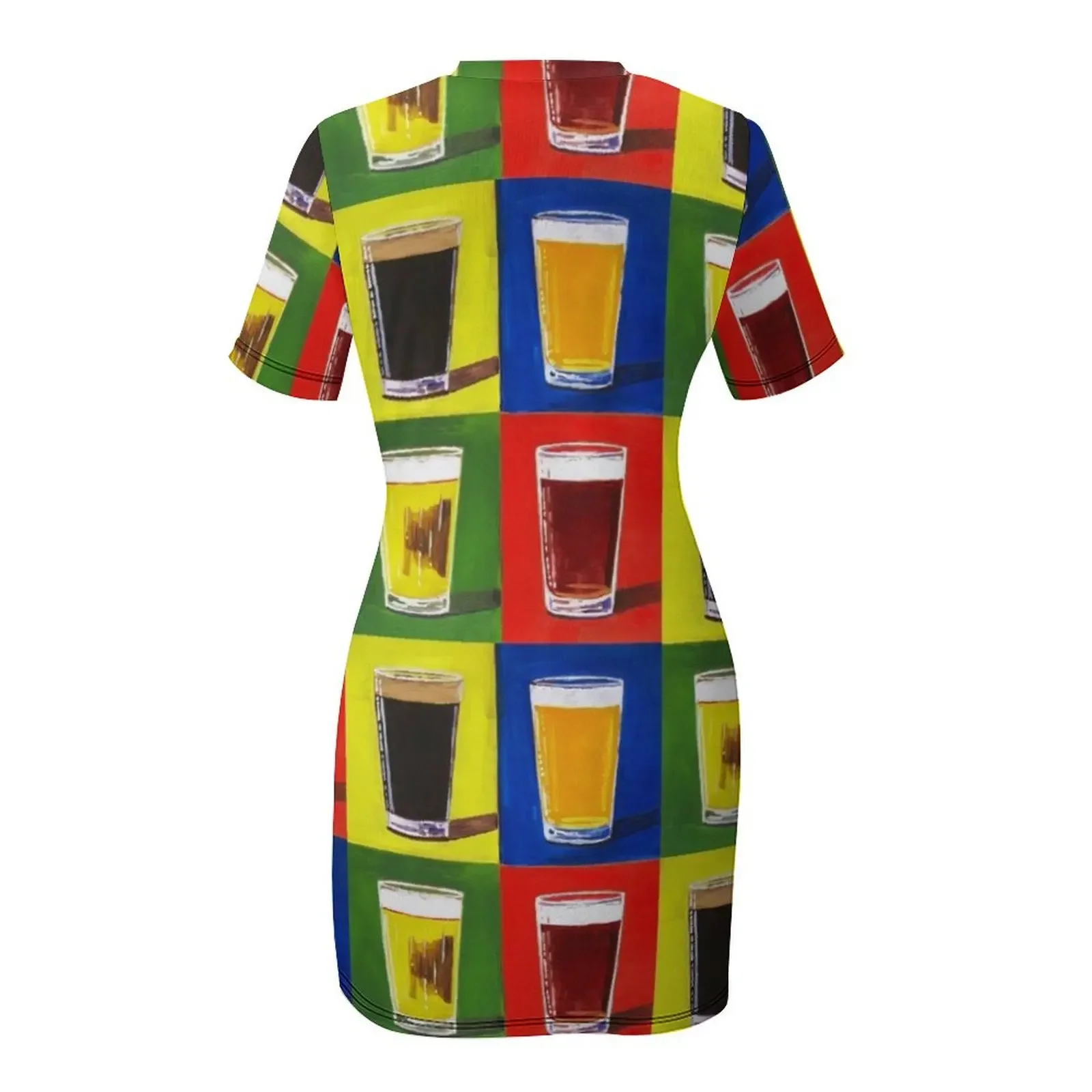 ชุดเดรสแขนสั้นลายแอนดี้ วอร์ฮอล ลายแก้วเบียร์ สำหรับงานพรอม งานเทศกาล งานปาร์ตี้กลางคืน งานแต่งงาน ชุดราตรีสำหรับผู้หญิง