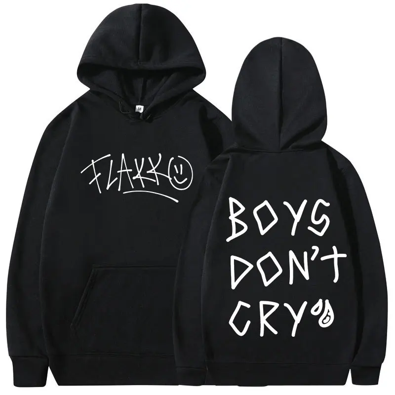 Rels B Flakk Smile Hoodies Boys Don't Cry Letter Print Men Women Fashion Hooded Sweatshirt Hip Hop Oversized Pullover Streetwear