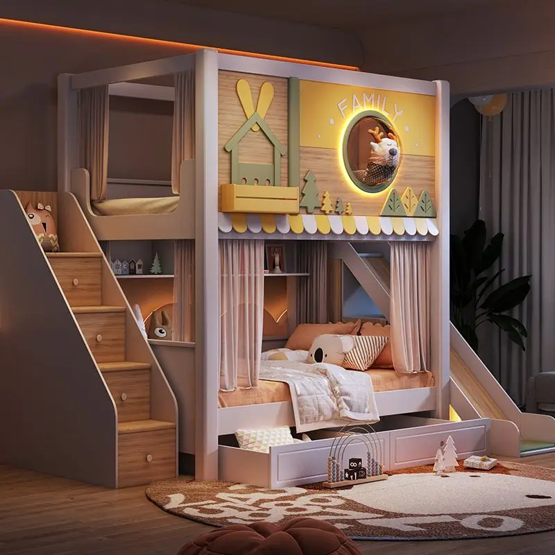 Modernes Kinder-Etagenbett im  – Bunk Bed With Stairs And Slide Bewertung und Preis