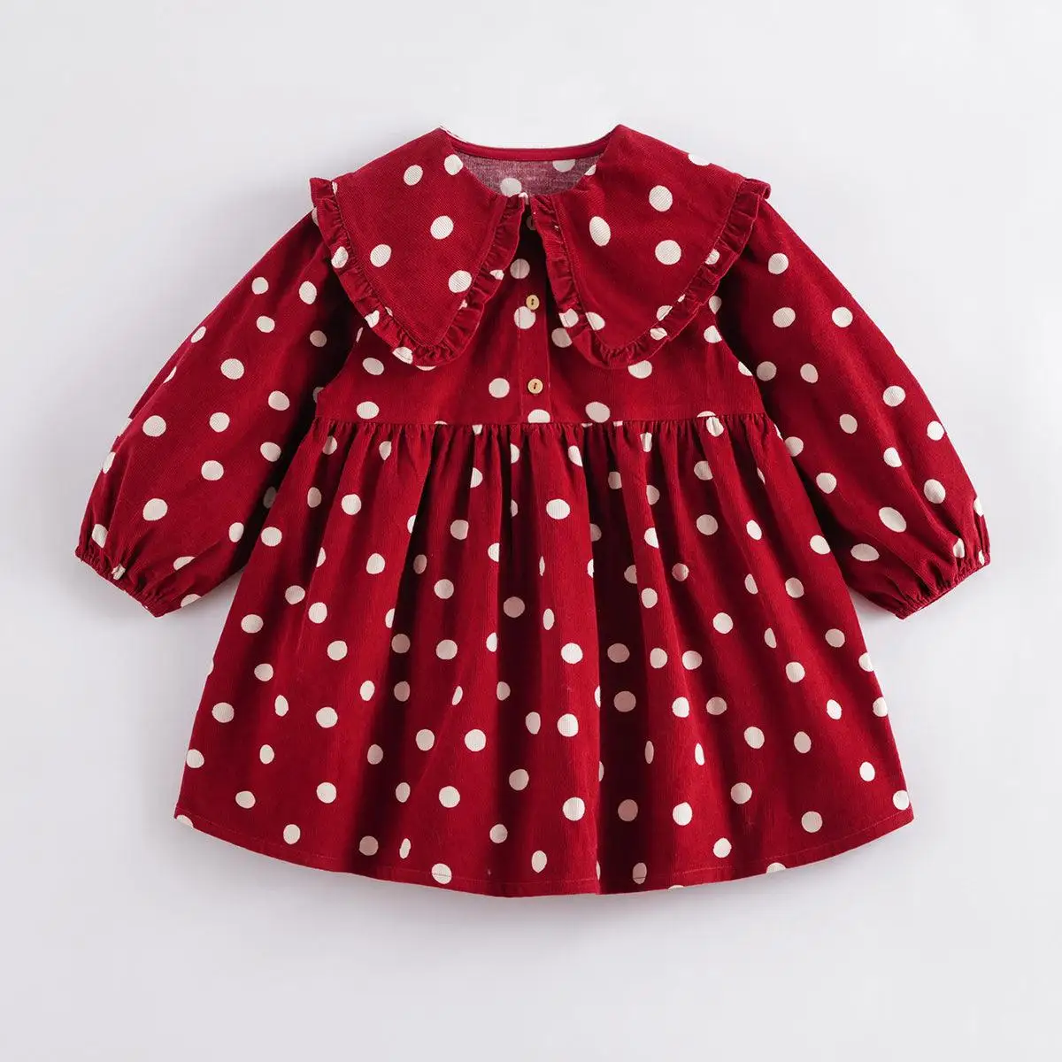 

MARC&JANIE Girls Spring Autumn Cotton Floral Print Large Lapel Collar Corduroy Dress Baby Toddler Girls Dresses 221559