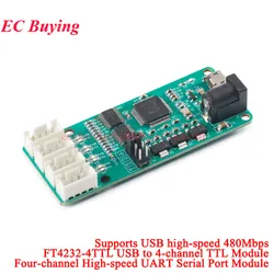 1Pc-3pcs FT4232-4TTL USB to 4 Channel Way TTL Module FT4232HL UART Serial Port DC 5V 3.3V 2.5V 1.8V XH2.54 Interface Board