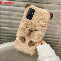 Ins Korean Cute 3D Capybara Soft Case For Oneplus Nord 2 3 N10 11 10 9 8 7 6 5 8T 7T 6T 5T 3T Winter Furry Fluffy Fur Back Cover