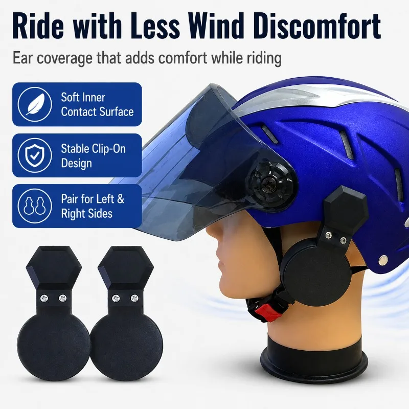 Clip-On Helmet Ear Covers for Wind Protection - close-up view