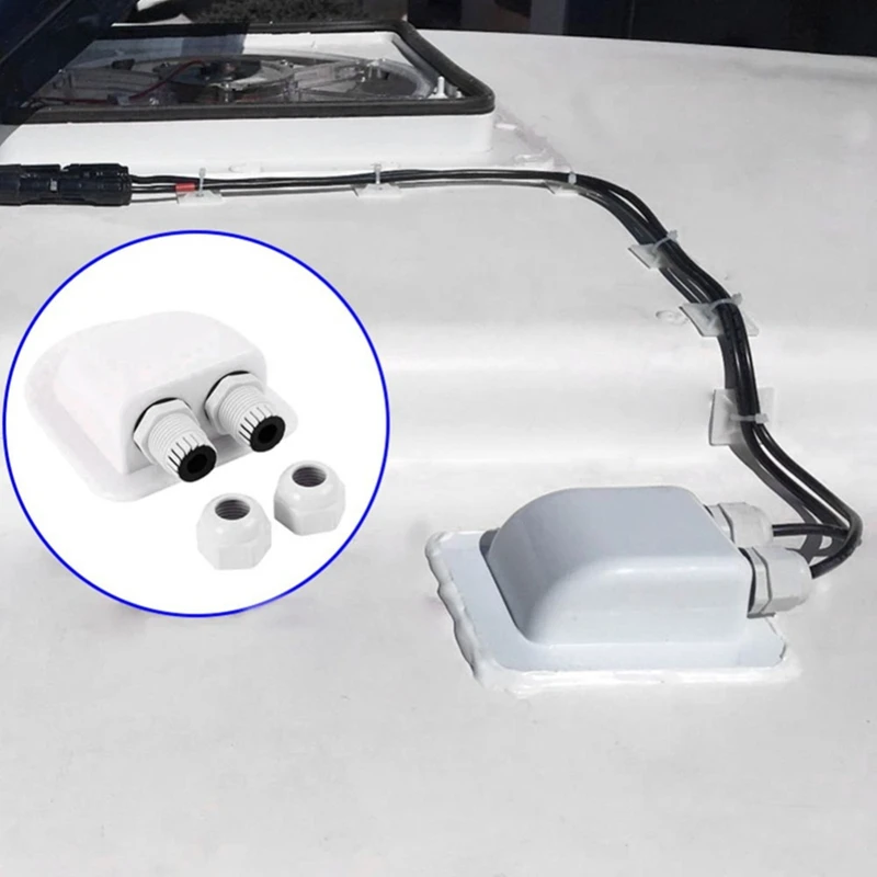 Double Wire Entry Gland Box Solar Panel Roof Wire Entry Gland Box Cable Motorhome Double Hole RV Yacht Car Accessories