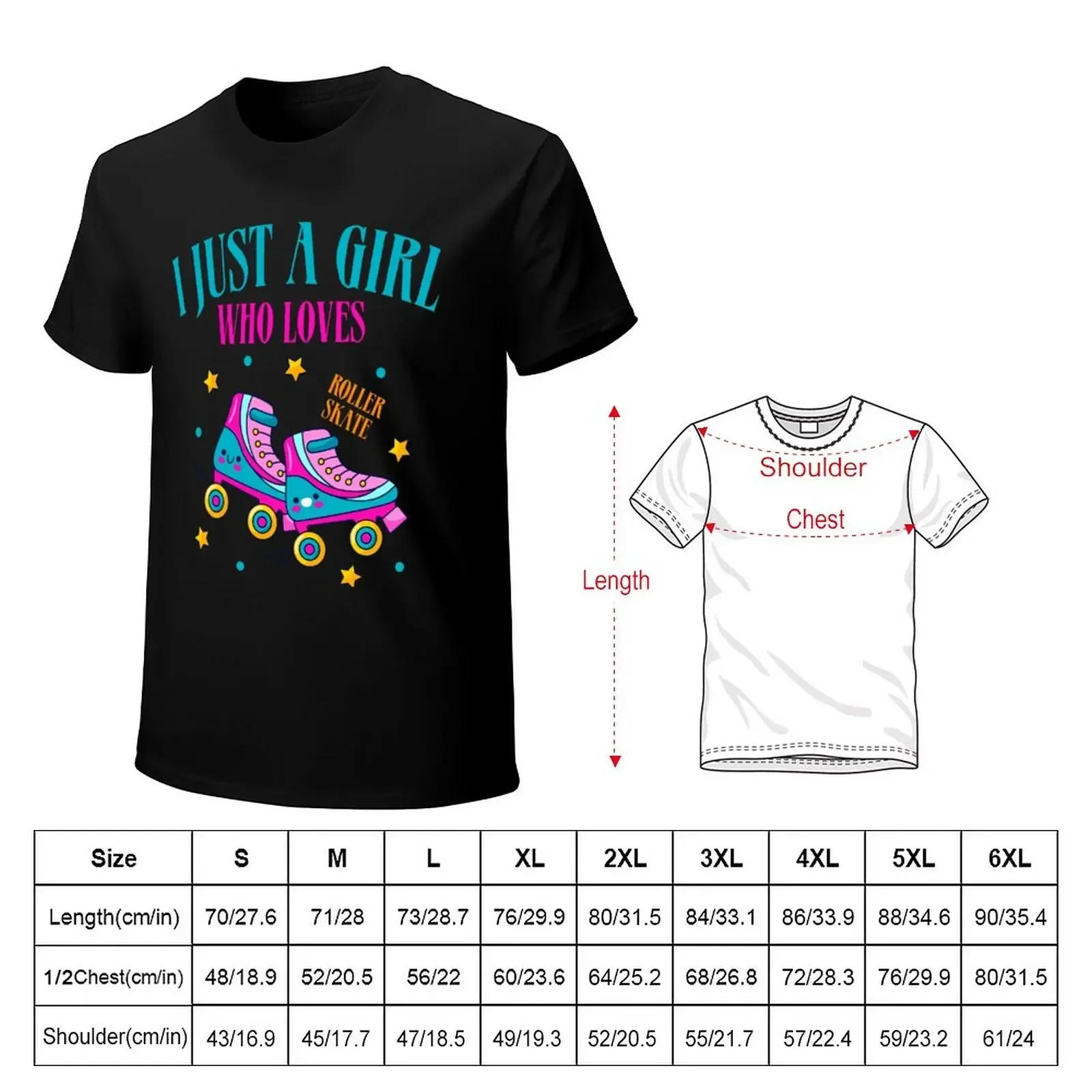 I Just a girl who loves roller skate T-Shirt Short sleeve tee graphics summer tops mens clothing