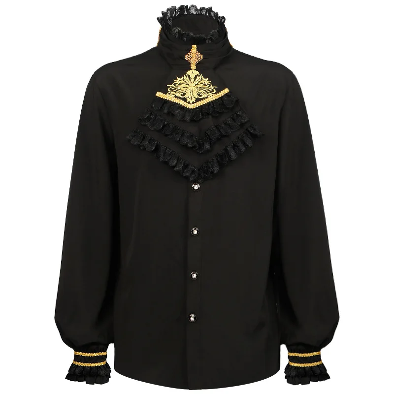 

Men Victorian Shirt Cosplay Vampire Pirate Ruffled Steampunk Shirt Medieval Renaissance Costumes Clothing Party Halloween Tops