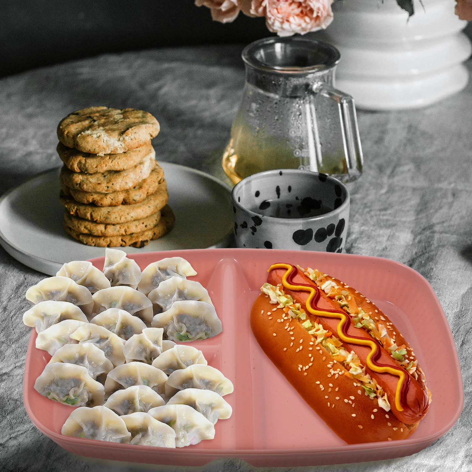 

Rectangular Divided Plate Portion Control Tray Plastic Sectioned Snack Serving Plate Food Lunch Tray Reusable