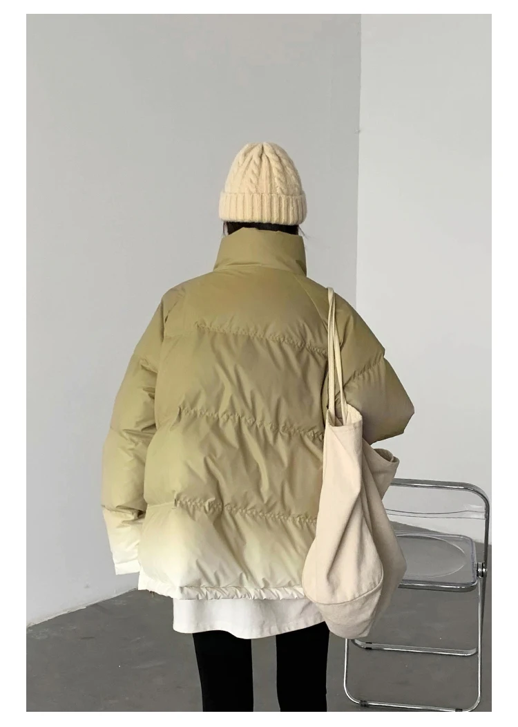 CHIC VEN Women's Down Coat Reflective Gradient Thickened Women Bread Coats 90 White Duck Down Jacket Warm Overcoat Winter 2024