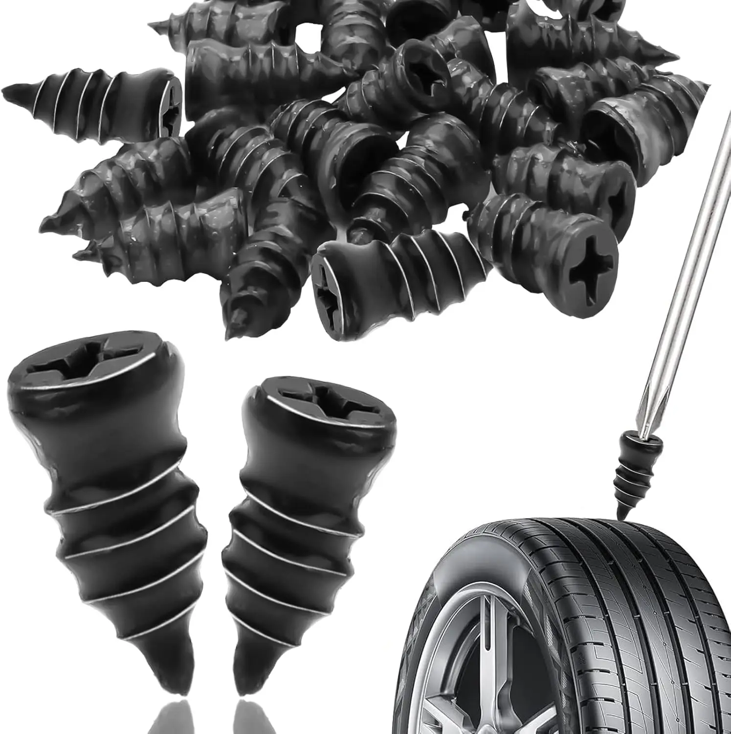 

20/70PCS Bicycle Puncture Repair Nails Anti-Puncture Tools For Car Car Puncture Kit Tyre Repair Rubber Nails Kit for Motorcycle