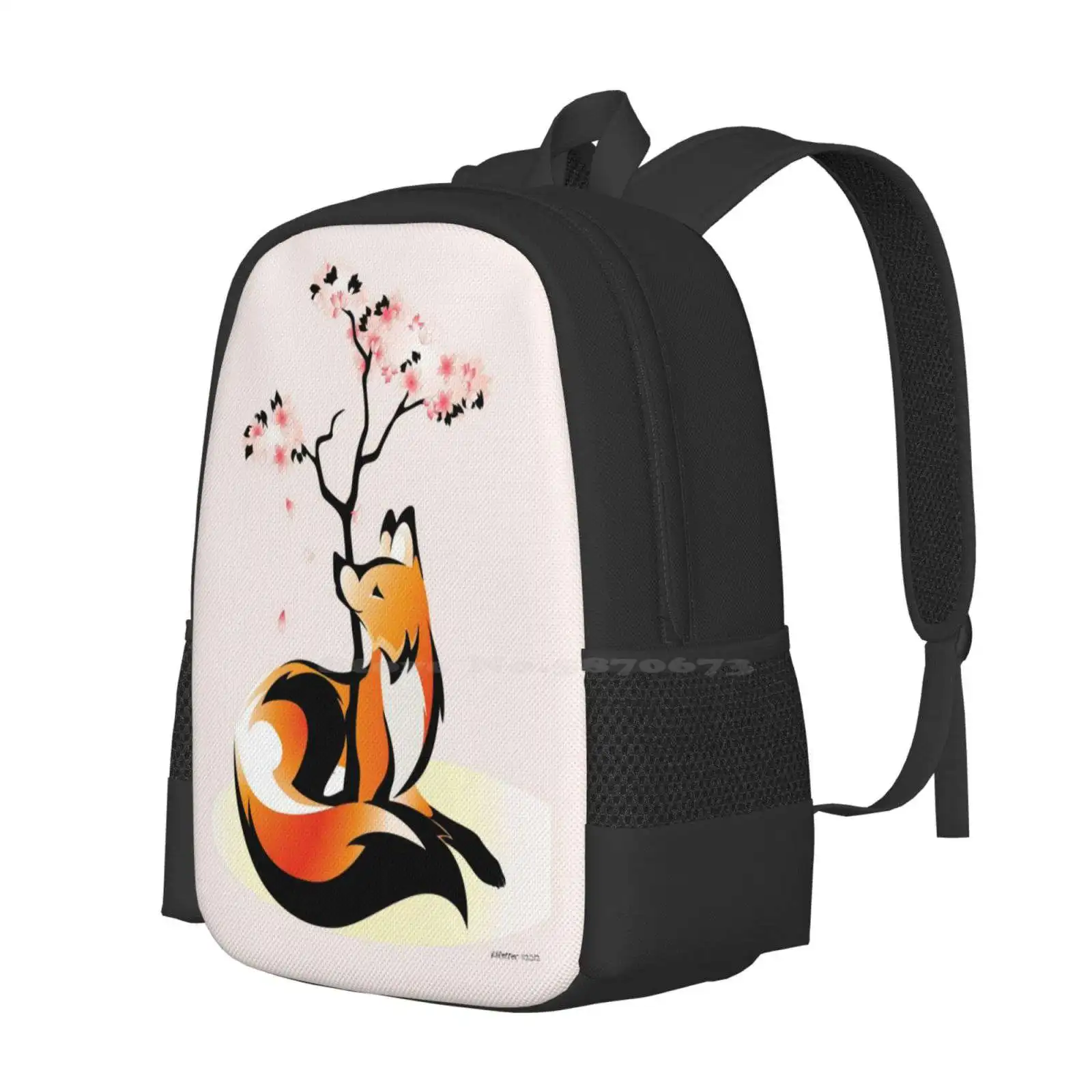 Tas desain pola Sakura ransel siswa Foxes Rhpotter Tribal hewan liar Jepang Sakura bunga Sakura