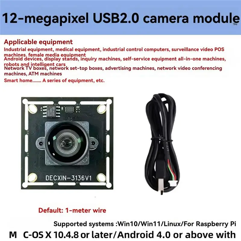 A29F-12MP IMX577 USB 2.0 Camera Module 100° Distortion-Free 4K/30Fps Wide-Angle For Video Conferencing Face Recognition