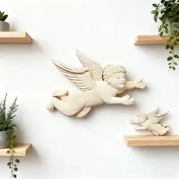 木雕天使十字架家居裝飾品 木製家具貼花 小雕像家居設計裝飾貼花 花卉雕像 8 最佳銷售 天使裝飾 - №7