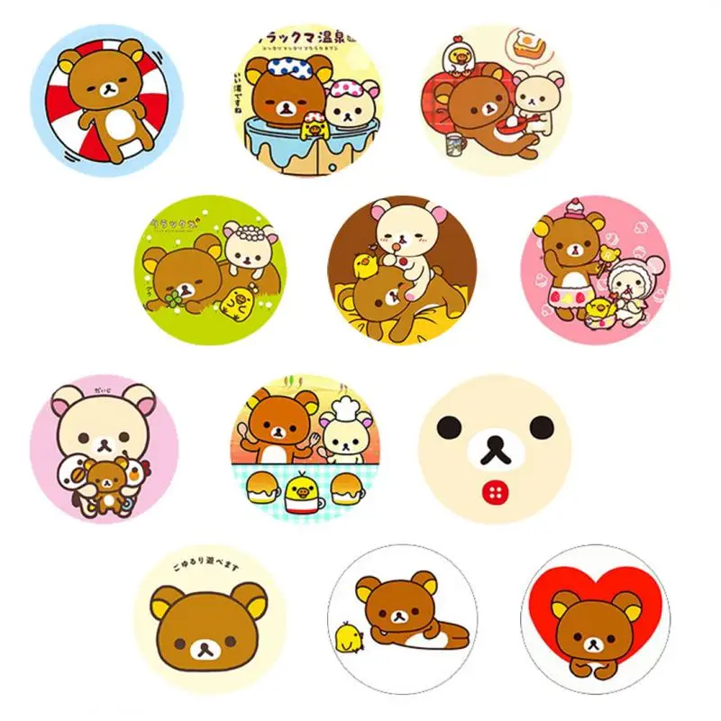 12Pc Kawaii Rilakkuma Refrigerator Magnet Cartoon Soft Magnetic Refrigerator Decoration Accessories Japanese Anime Peripheral