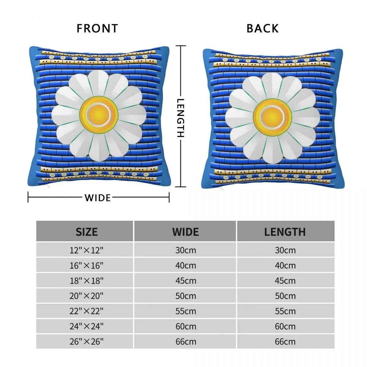 Babylonian Chamomile Flower Square Pillowcase Polyester Linen Velvet Pattern Zip Decor Home Cushion Case 45x45