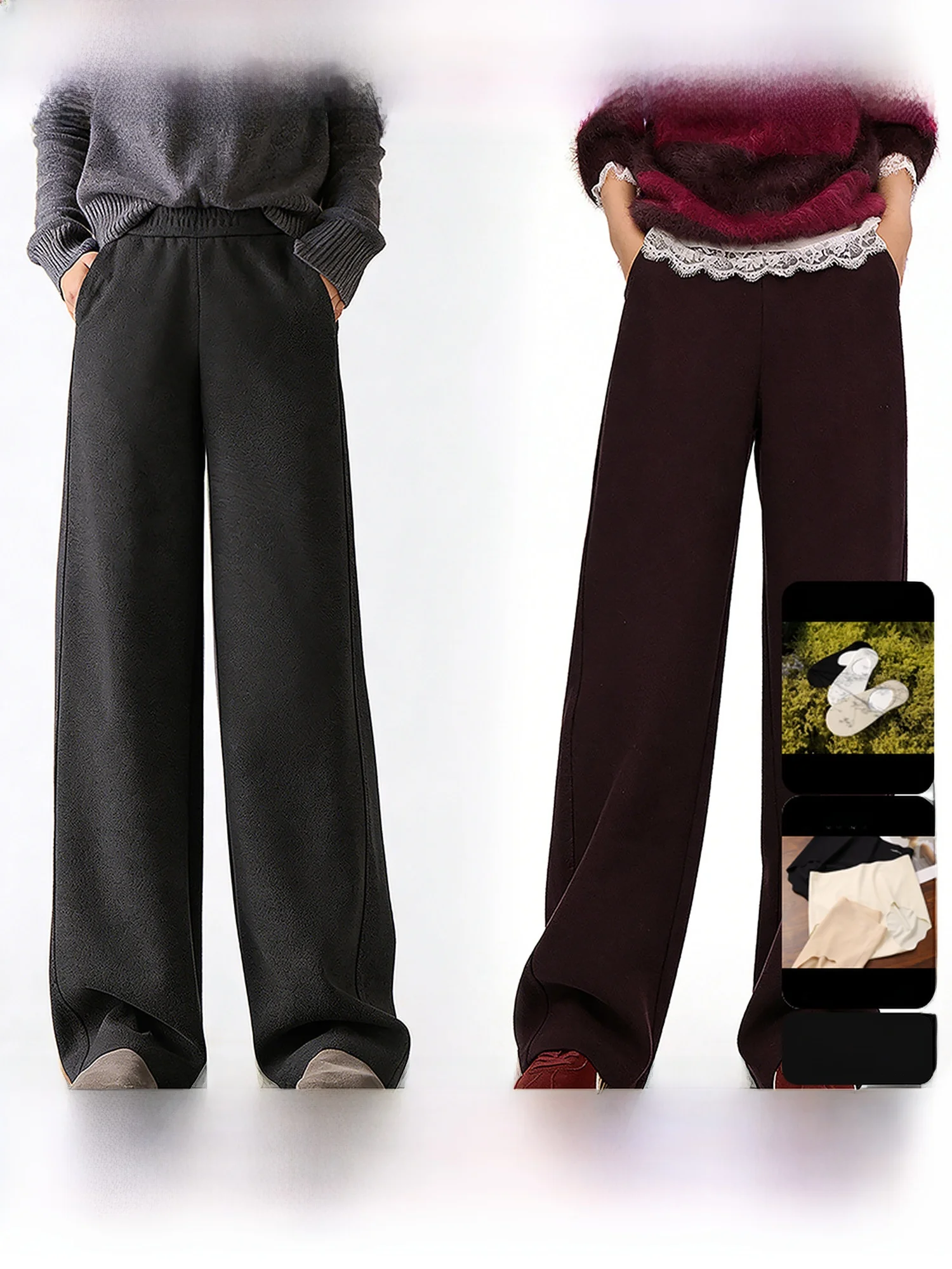 

Comfortable Silk Wool Straight Leg Pants Elastic Waist Casual Trousers Women's Fashionable New 2026 Spring China Made