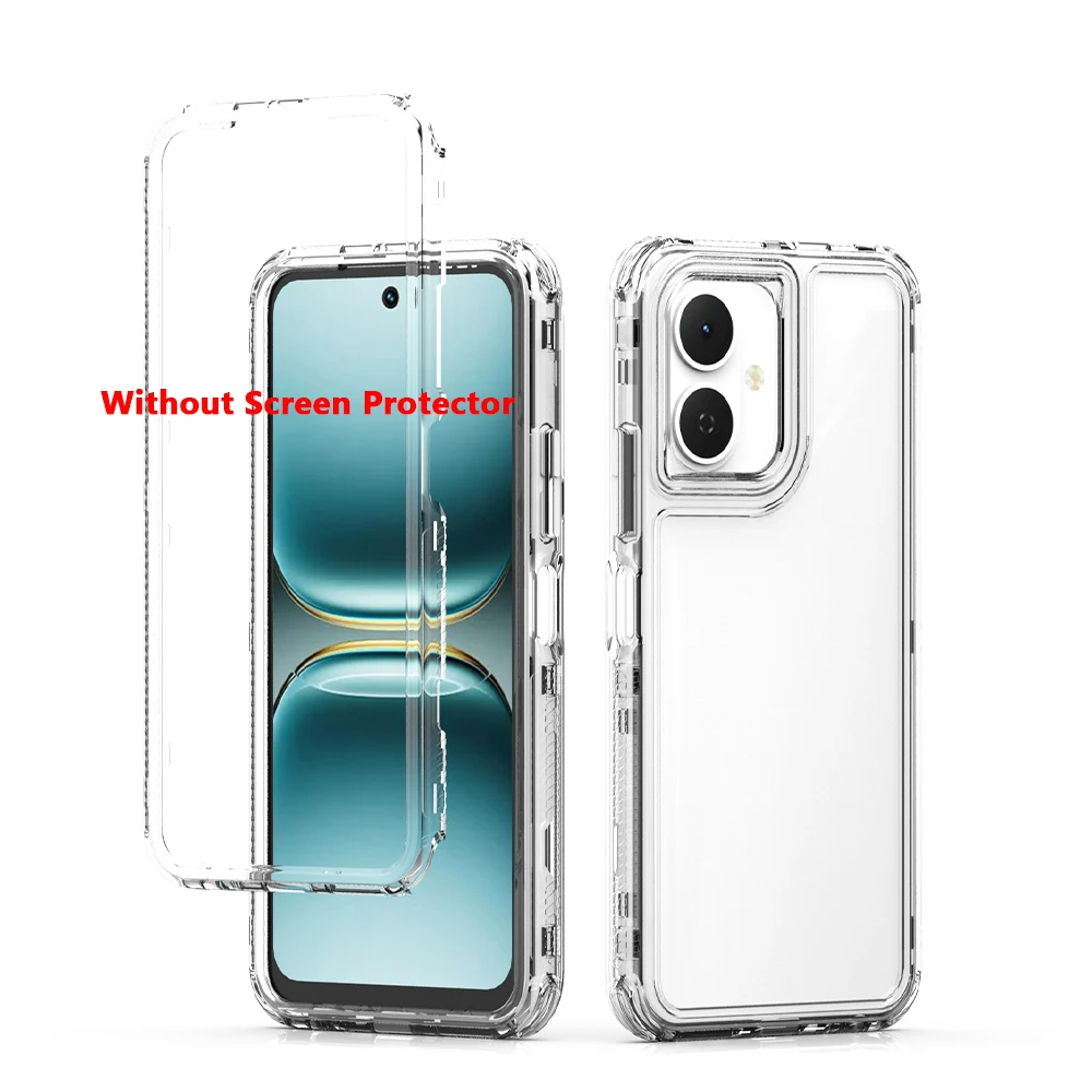 3 في 1 حافظة هاتف متينة مضادة للصدمات لهاتف Tecno Spark Go 2 Pop 10 4G إطار من البلاستيك الصلب غطاء خلفي من الأكريليك الشفاف من البولي يوريثان