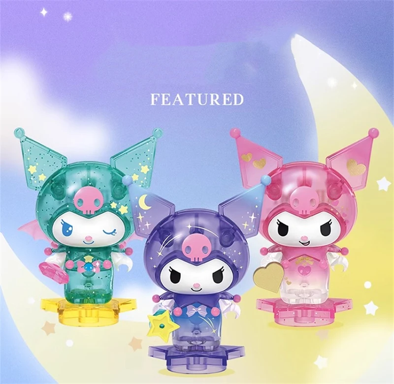 MINISO Sanrio Kuromi bloques de construcción serie estrella y Luna modelo ensamblado juguete para niños Kawaii regalo de cumpleaños de Año Nuevo